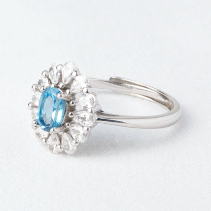 Anello Fiore di Luce – Topazio London Blue