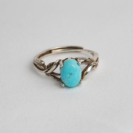 Anello in argento 925 con turchese - Design a rami intrecciati
