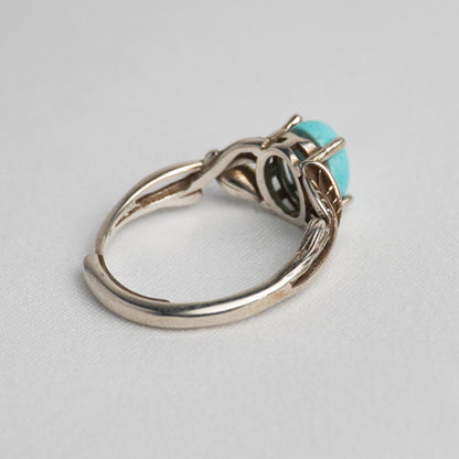 Anello in argento 925 con turchese - Design a rami intrecciati