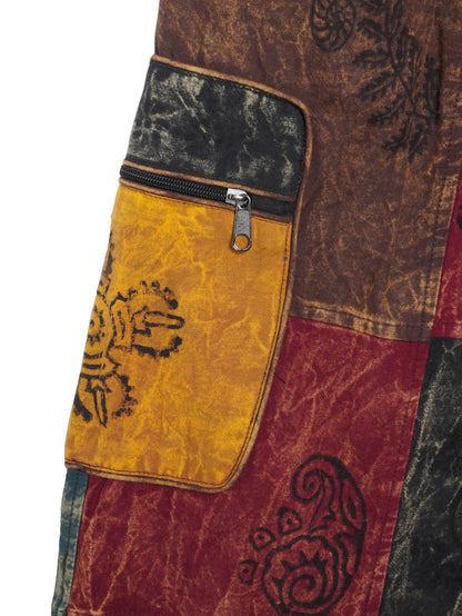 Pantalone Etnico “Patch Mandala” – Giallo/Rosso