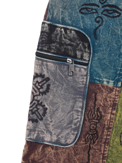 Pantalone Etnico “Patch Mandala” – Giallo/Rosso