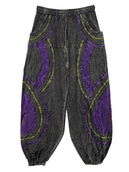 Pantalone Etnico Spiral Nature Nero/Viola