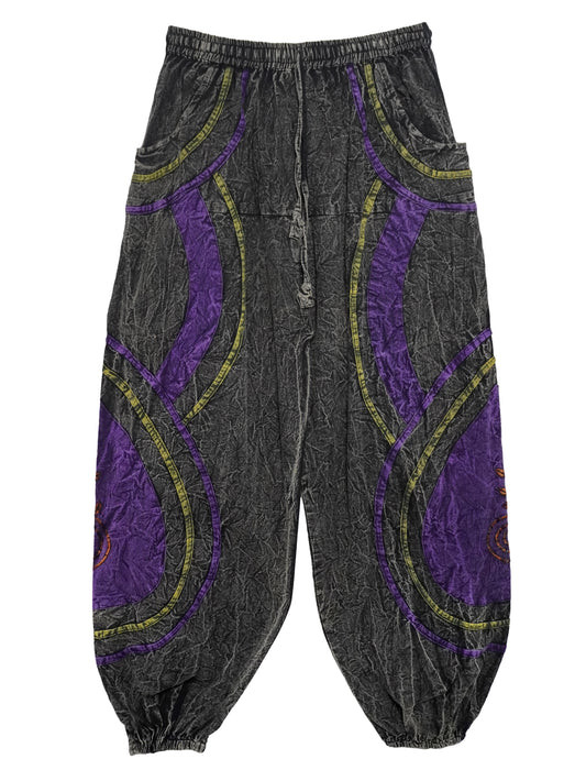 Pantalone Etnico Spiral Nature Nero/Viola