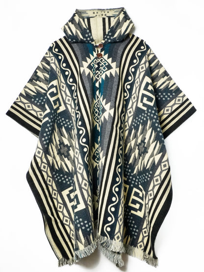 Poncho Etnico Artigianale Tradizione Andina - Geometrico